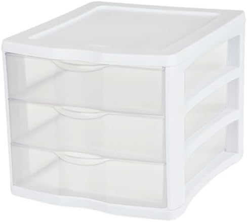 3 Drawer Organizer With Clear Storage Drawers, Desktop And Countertop Storage Unit For Office Supplies, Documents, Crafts, Beauty Essentials And Home Organization, 13 1/2" X 11" X 9 5/8"