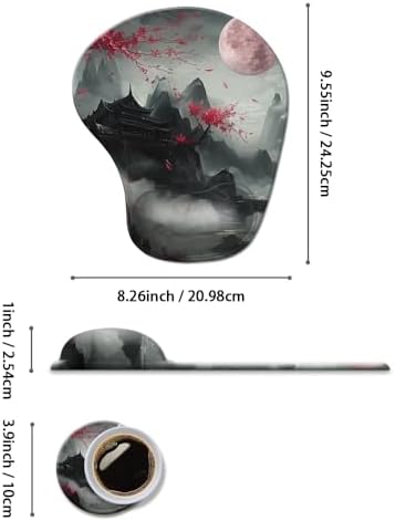 Ergonomic Mouse Pad with Wrist Rest,Comfortable Computer Gel Mouse Pad Wrist Support for Laptop,Pain Relief Mousepad with Non-Slip PU Base Cherry Blossom