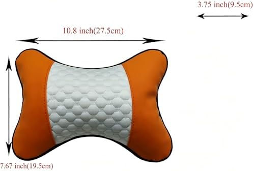 Car Neck Pillows Both Side Pu Leather 2pieces Pack Headrest Fit for Most Cars Filled Fiber Universal Car Pillow (Orange)