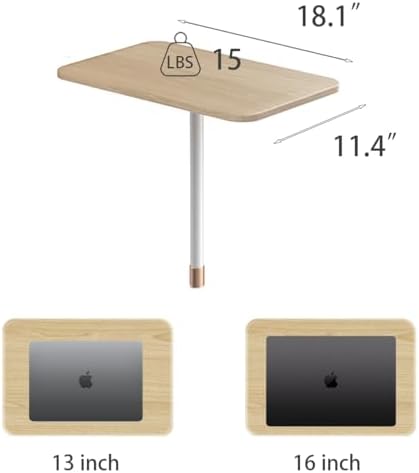 Small Laptop Standing Desk, 18“H - 46”H Adjustable Height Pedestal Side Table with Wooden Top, Portable Tall End Table, Stand-Up Desk for Bedside, Couch, Sofa, Living Room, Bedroom, Home Office, White