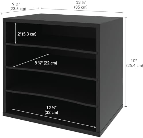 Ballucci 4 Tier Paper Sorter Desk Organizer, Letter Tray File Holders Black