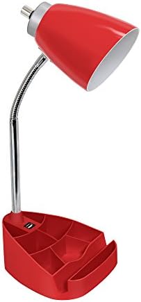Limelights LD1056-RED Desk Lamp Organizer with iPad Tablet Book Stand and USB Charging Port, Red