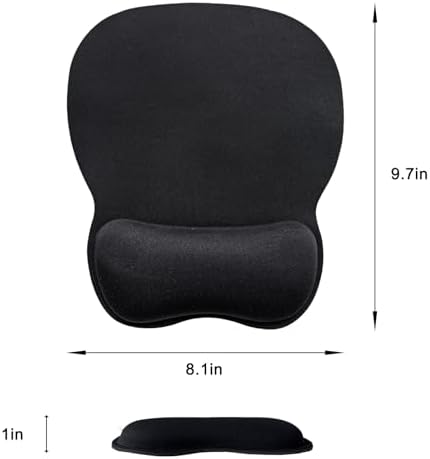 Mouse Pad with Wrist Support, Ergonomic Mousepad with Comfortable Memory Foam Wrist Rest Cushion, Relieve Wrist Pain, Non-Slip Rubber Base Gaming Mice Pad for Home Office Computer Laptop, Black