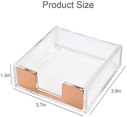 MultiBey Rose Gold Sticky Note Holder Clear Acrylic Memo Pad Dispenser