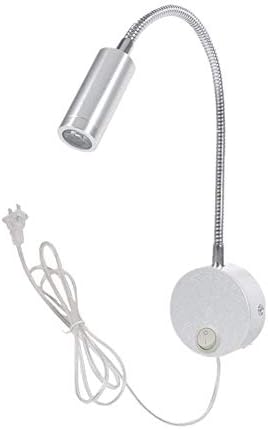 3W Wall Mounted Reading Light Flexible Gooseneck LED Sconce Lamp with Plug & Switch for Bedroom, Office, Workbench, Studio (01 Silver Warm)
