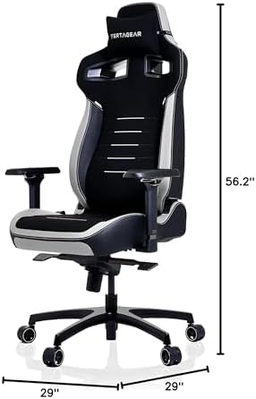 Vertagear PL4800 Ergonomic Big & Tall Gaming Chair Featuring ContourMax Lumbar & VertaAir Seat Systems - RGB LED Kits Upgradeable - Black/White