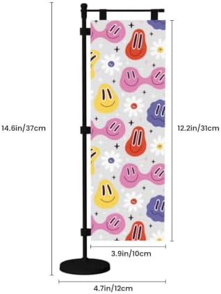Happy Faces Daisy Deluxe Desk Flag Set, 12 x 4 Inch Miniature Table Flag with 14" Pole & Stand Base