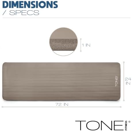 Tone Fitness 1" Extra Thick Yoga Mat, Exercise & Pilates Mat with Strap