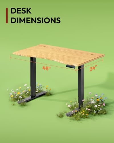 SANODESK Solid Bamboo Dual Motor Standing Desk, 220 lbs, 48×24
