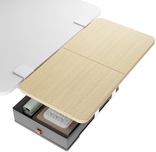 PEGZONE Desk Extender Tray, 24" x 12", with Storage Drawer, Medium, Wood