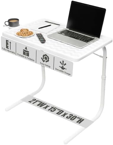 Table-Mate TV Tray Table | Portable Desk Folding Dinner Tray, Couch Table Trays for Eating Snack Food, Portable Laptop Desk, Bed Trays for Eating | Adjustable TV Trays with 3 Angles and Cup Holder