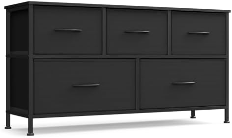 SONGMICS Dresser for Bedroom, Wide Dresser with 5 Fabric Drawers