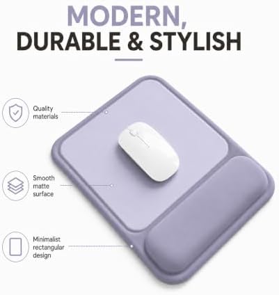 eulps Ergonomic Mouse Pad with Wrist Rest, Gel Mousepad with Soft Wrist Support, Non-Slip PU Base, Smooth Surface Mouse Pad for Wrist Pain Relief, Computer Laptop Office Home & Gaming (Purple)