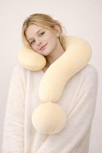 EVOLIVE Question Mark Neck Pillow 15"x24", Velvet Ergonomic Support(Yellow)