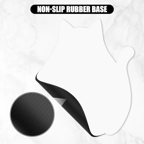 Funny Mouse Pad Cute Cat Shape Office Desk Accessories Decor for Women 9.65 x 8 Inch Small Mousepad with Non-Slip Rubber Base Washable Waterproof, Ivory White