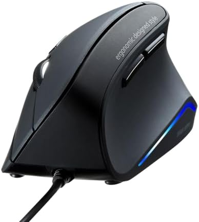 SANWA Wired Ergonomic Mouse, 55° Vertical Mouse with LED Light, Black