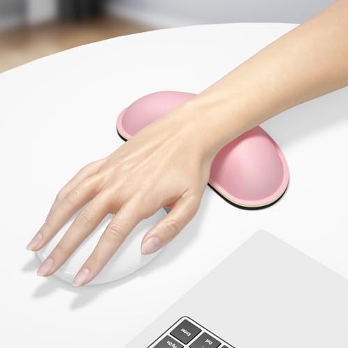 Dapesuom Mouse Wrist Rest, Ergonomic Memory Foam Mouse Wrist for Computer Desk Mats Support, Hand Rest Pad Cushion for Gaming, Office, Laptop, Men, Women, Pain Relief & Easy Typing, Rose Pink