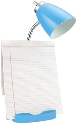 Simple Designs LD1093-BLU 18.5" All-in-One Gooseneck Desk Lamp with iPad Stand, Book Holder, and Convenient USB Port, for Office, Bedroom, Living Room, Blue
