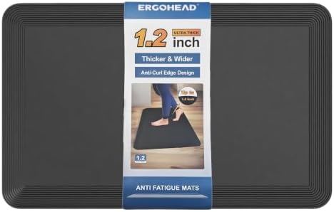 Extra Thick Kitchen Mat (20"x32"x1.2") - 1.4" Arch Support Anti Fatigue Standing Mat, Anti-Curl Edges Premium PU Foam Comfort Mat for Standing Desk, Kitchen Floor Mat, Home & Workshop