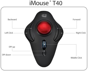 Adesso iMouse T40 Wireless Ergonomic Finger Trackball Mouse