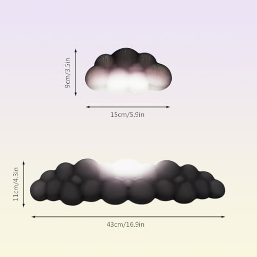 2 PCS Keyboard Cloud Wrist Rest, Memory Foam Keyboard Palm Rest with Non-Slip Base Ergonomic Keyboard Wrist for Pain Relief, Soft Wrist Rest for Office, Computer, Laptop, Gaming Office (Black)