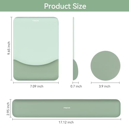 MOSISO Ergonomic Keyboard & Mouse Pad Wrist Rest Set, Antique Green