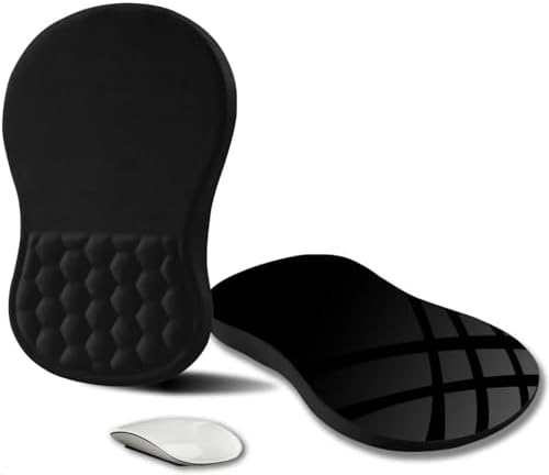 Ergonomic Mouse Pad with Wrist Support, Memory Foam Wrist Rest for Carpal Tunnel & Wrist Pain Relief, Non-Slip Rubber Base, Comfortable Gaming Mousepad for Computer, Laptop, Office & Home