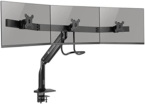 Tripp Lite Safe-IT Precision-Placement Triple 17-32 inch Monitor Desktop Mount, 90-Degree Rotation, Cable Management Space, VESA-Compliant, 5-Year Warranty (DMPDT1732AM)