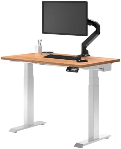 Desky Dual Mini Sit Stand Desk Prime Oak 40" White
