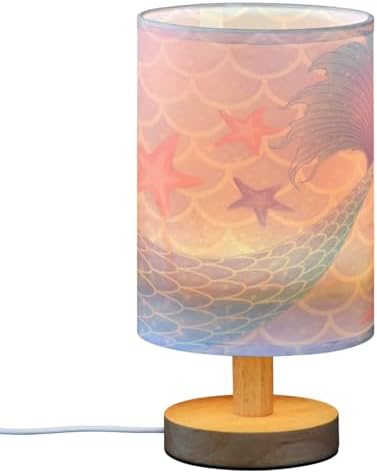 ALAZA Fish Mermaid Starfish Colorful Decor Bedside Table Lamp with USB Port for Bedroom Nightstand Office Desk LED Bulb Included