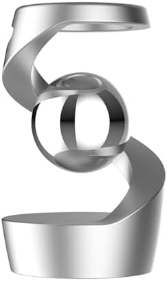 Silent Dual Bearing Levitating Gyroscope Kinetic Desk Toy, Aluminum Alloy Mechanical Fidget Spinner, Anti-Anxiety Desktop Ornament Decor Gift for Office Adults ADHD(Silver-Silver Ball)