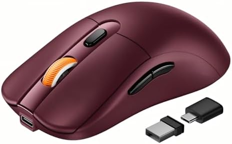 ProtoArc EM15 USB C Mouse, Tri-Mode Bluetooth Mice for Laptop, Wine Red