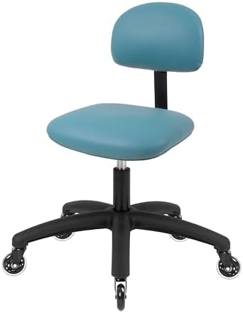 FSS Series Square seat Low (18"-23") seat Height Chair. Vinyl-for Office, Garage, Desk, Shop, Computer, Doctor, Medical, Easy to Clean! No Footring (Aqua, Low, Rubber Roller Casters)