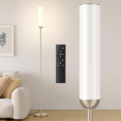 Ambimall LED Floor Lamp with Remote Control, Foot Switch, Champagne Gold