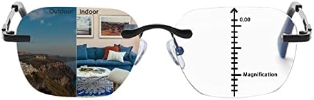 K.LAVER Progressive Multifocus Rimless Photochromic Reading Glasses Anti-Blue Light Transition Computer Multifocal Readers