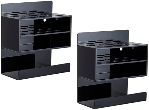 MyGift Wall Mounted Dry Erase Whiteboard Marker Holder Stand with 10 Marker Slots and Eraser Holder, Black Set of 2