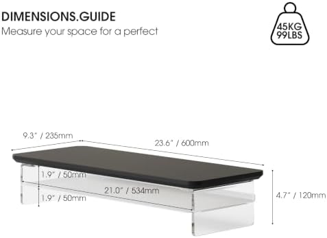 Fenge 23.6" Monitor Stand with Clear Acrylic Legs, Black