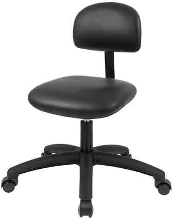 FSS Series Square seat (19"-27") seat Height Chair. Vinyl-for Office, Garage, Desk, Shop, Computer, Doctor, Medical, Easy to Clean! NO Footring (Black, Medium, Self Braking Casters)