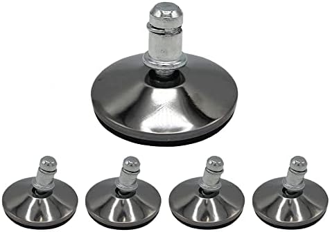 Office Chair Bell Glides Replacement, Replace Swivel Caster Wheels to Fixed Stationary Foot, Dia 7/16"(11mm) stem fit Most Office Chairs, Low Profile Bell Glides Feet Set of 5 (Silver Large)
