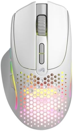 GLORIOUS Gaming Model I 2 Wireless Gaming Mouse - Hybrid 2.4Ghz & Bluetooth, 75g Superlight, 9 Buttons (2 Swappable), RGB, PTFE Feet, MMO/MOBA/FPS, Long Battery Life, Side Thumb Rest - White