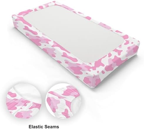 Western Cow Prints Baby Changing Pad Cover, Unisex Farm Cow Nursery Diaper Changing Table Pad Mat Sheet for Boys Girls-16x32