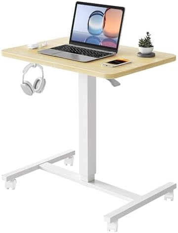 YIHAYO 24 x 16 Inches Mobile Small Standing Desk with Wheels, Natural
