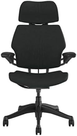Humanscale Freedom Office Chair with Headrest - Ergonomic Work Chair with Advanced Highly Adjustable Duron Arms and Gel Seat - Wheels for Hard Flooring - Graphite Frame with Graphite Corde 4 Fabric