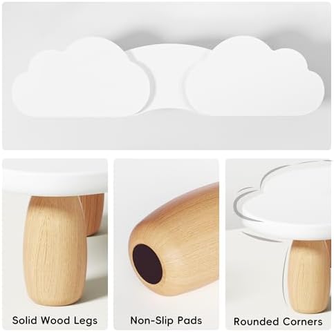 AFOOYO Dual Monitor Stand Riser,Rainbow Cloud Desktop Computer Stand for 2 Monitors,Adjustable Length and Angle Multifunctional Desktop Organizer Stand for Laptop, PC, Computer, Printer,White