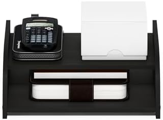 Furinno Classic Desk Organizers and Accessories, 2-Tier Monitor Riser, Office Organization, Desk Top Book Shelf, for Office Supplies, Office Desk Utility, Dark Espresso