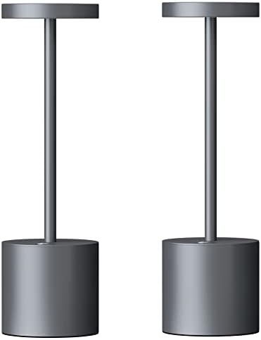 SAKRINGT 2 Pack Cordless Table Lamp Rechargeable,5000mAh Battery Operated Portable LED Table Light,Dimming Desk Lamp for Patio/Restaurant/Outdoor (Grey)