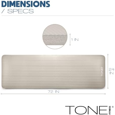 Tone Fitness 1" Extra Thick Yoga Mat, Exercise & Pilates Mat with Strap