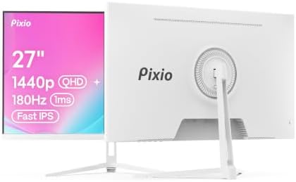 Pixio PX278 Wave White 27 inch 180Hz Refresh Rate Quad HD 1440p Resolution Fast IPS Panel 1ms GTG Response Time Built-in Speakers Gaming Monitor with AMD FreeSync