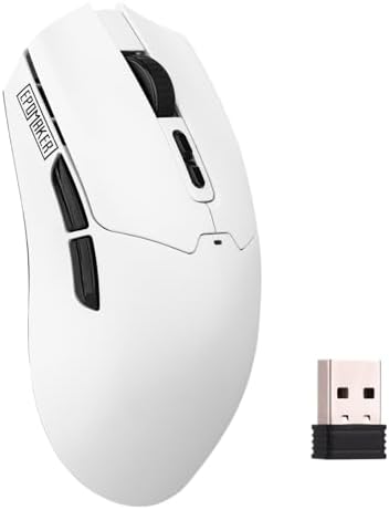 EPOMAKER Click Lite Wireless Gaming Mouse, 800 to 12,000 DPI Adjustable, PAW3311 Sensor, 500mAh, 59g, 2.4G/BT/USB-C Rechargeable Wireless Mouse with 5 Programmable Buttons for PC/Mac/Linux (White)