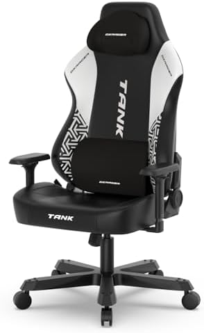 DXRacer Tank XXL Ergonomic Gaming Chair with Magnetic Pillow, Black White